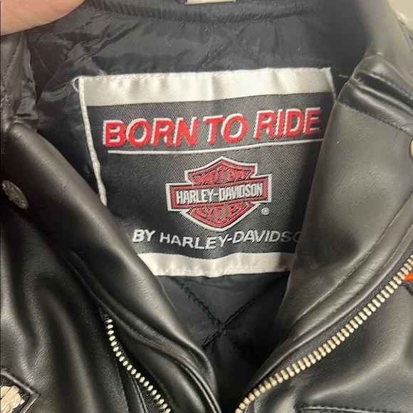 Harley-Davidson Black Leather Motorcycle Jacket Asymmetrical Design - Picture 5 of 6